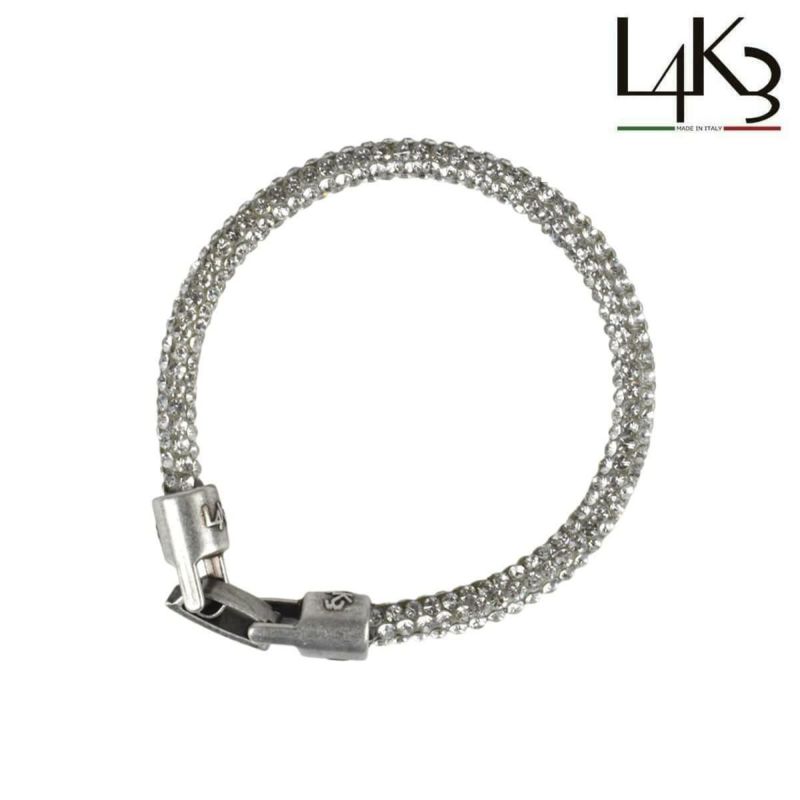 [レーク L4K3] ブレスレットグリッター ブラック シルバー イタリア製 braceletglitter