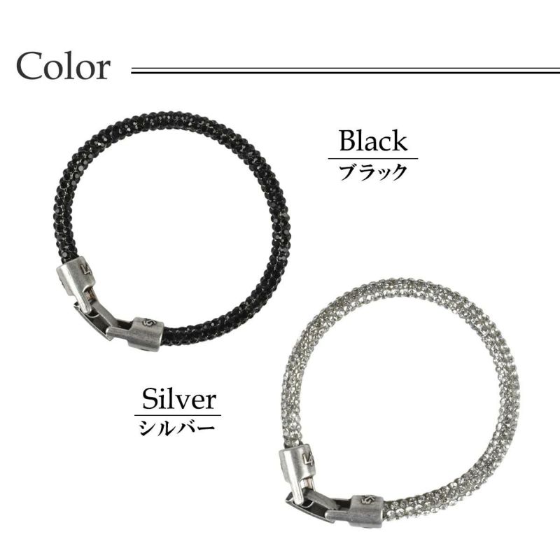 [レーク L4K3] ブレスレットグリッター ブラック シルバー イタリア製 braceletglitter