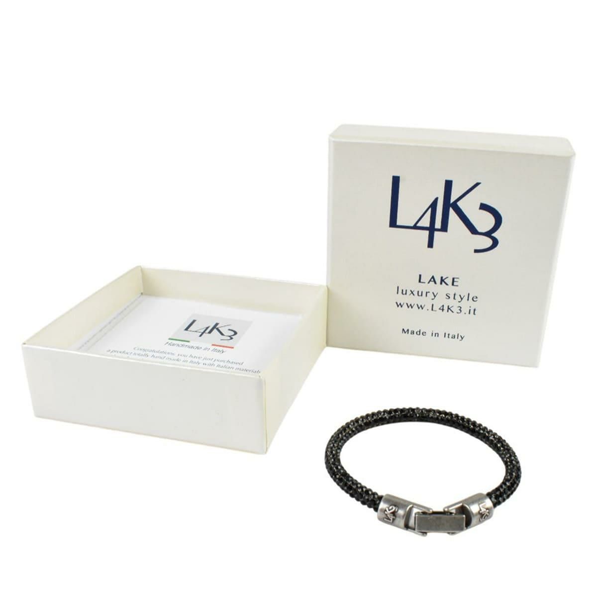 [レーク L4K3] ブレスレットグリッター ブラック シルバー イタリア製 braceletglitter