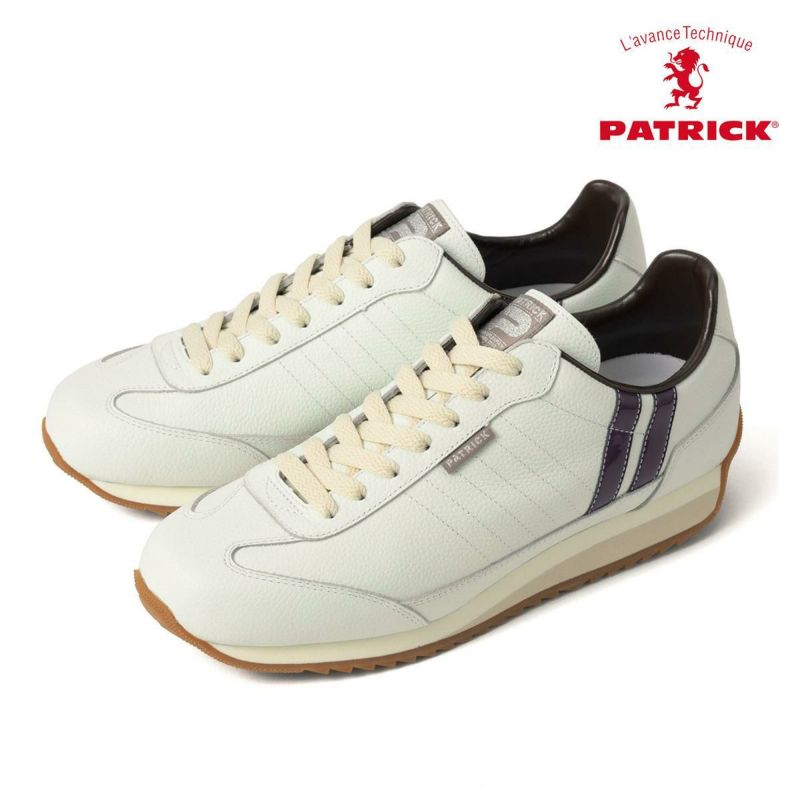 パトリック メンズ スニーカー マラソン・レザー ホワイト/パープル 国産(日本製) PATRICK 982550