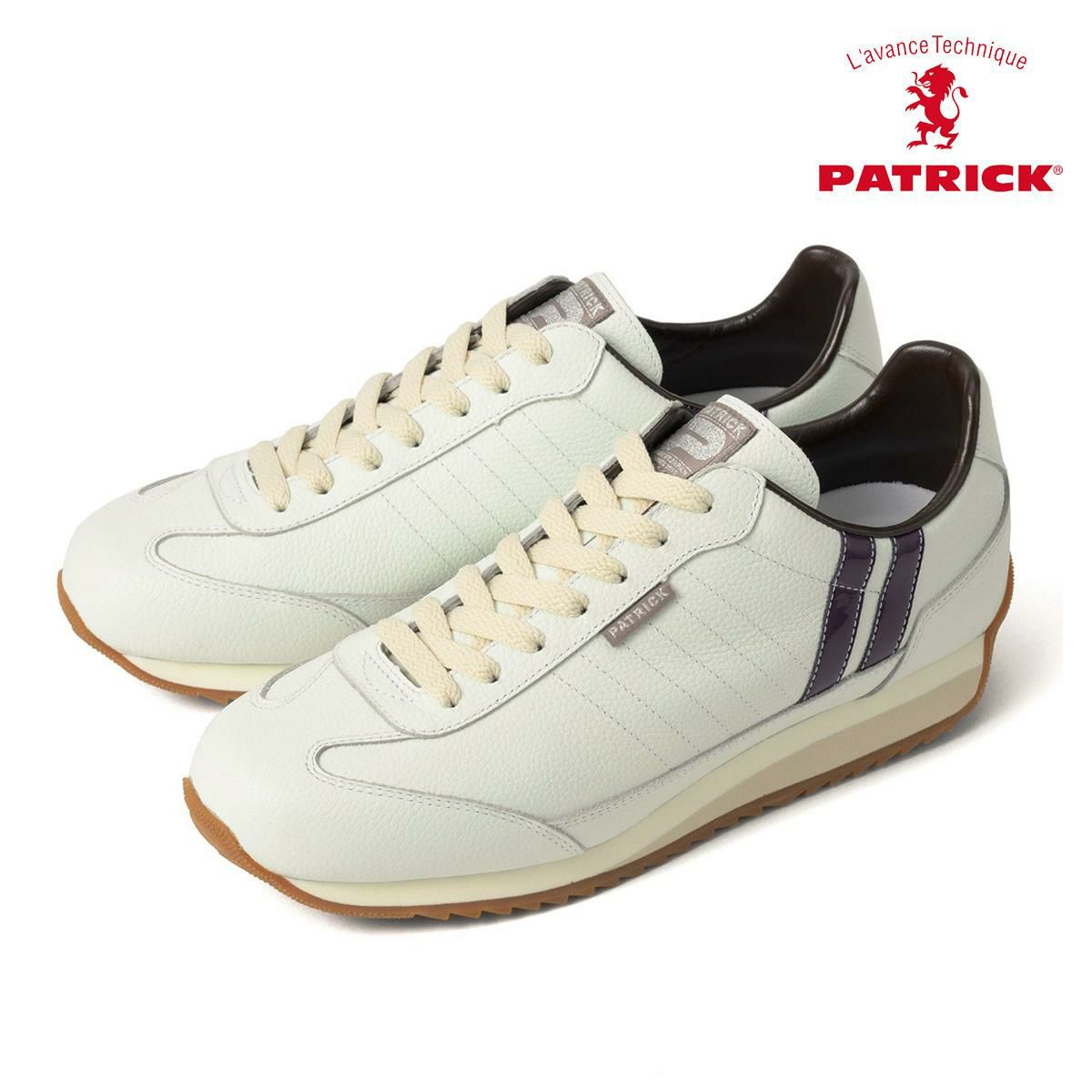 パトリック メンズ スニーカー マラソン・レザー ホワイト/パープル 国産(日本製) PATRICK 982550