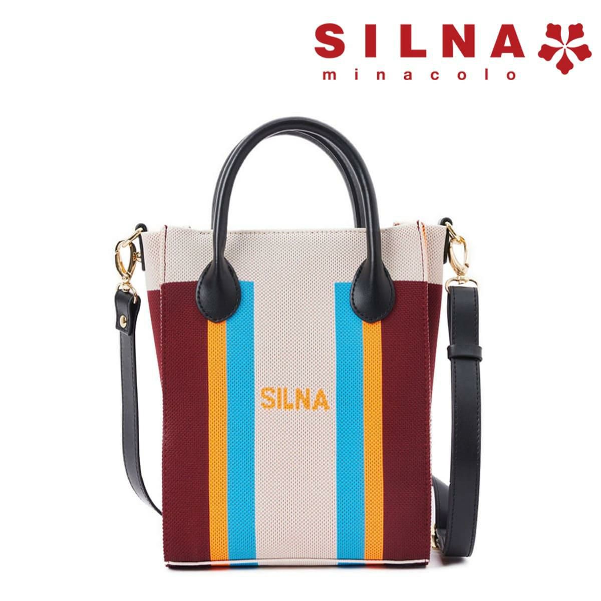 シルナミナコロ バッグ ニット2wayカラーブロックトミニトート SILNA minacolo sb4115-2