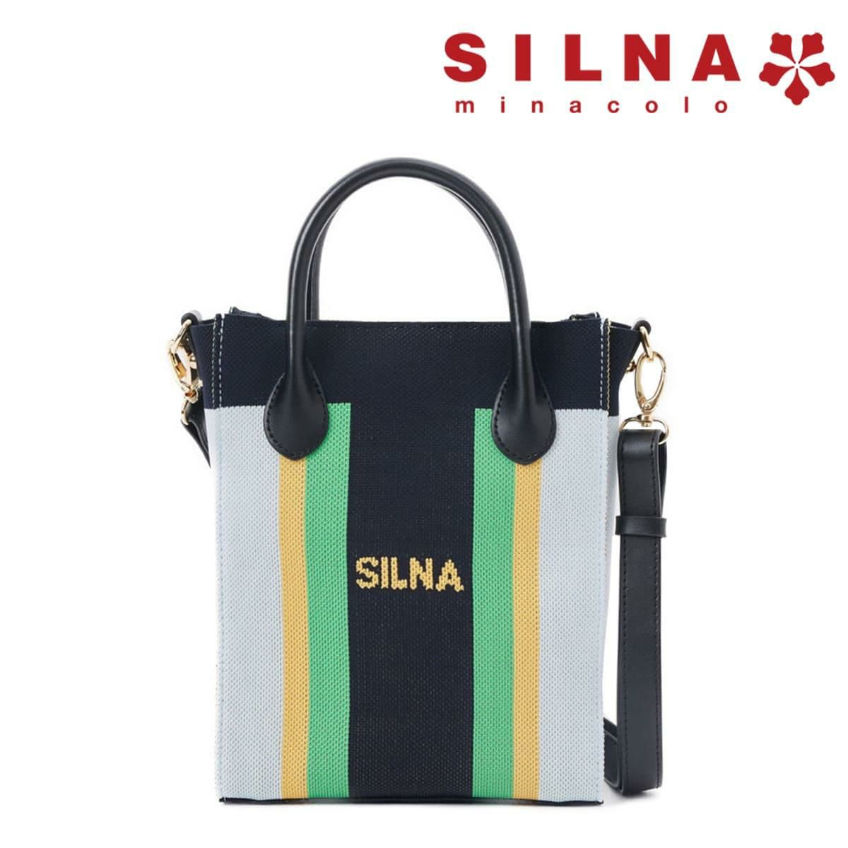 シルナミナコロ バッグ ニット2wayカラーブロックトミニトート SILNA minacolo sb4115-2