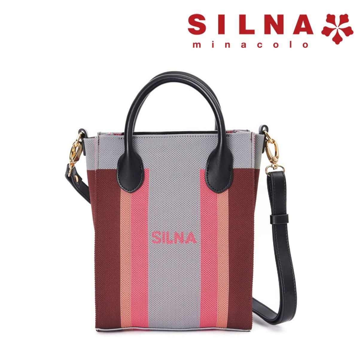シルナミナコロ バッグ ニット2wayカラーブロックトミニトート SILNA minacolo sb4115