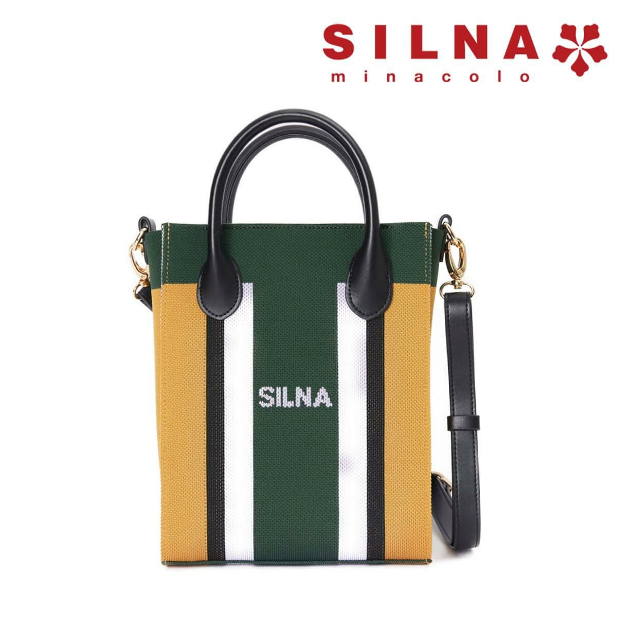 シルナミナコロ バッグ ニット2wayカラーブロックトミニトート SILNA minacolo sb4115
