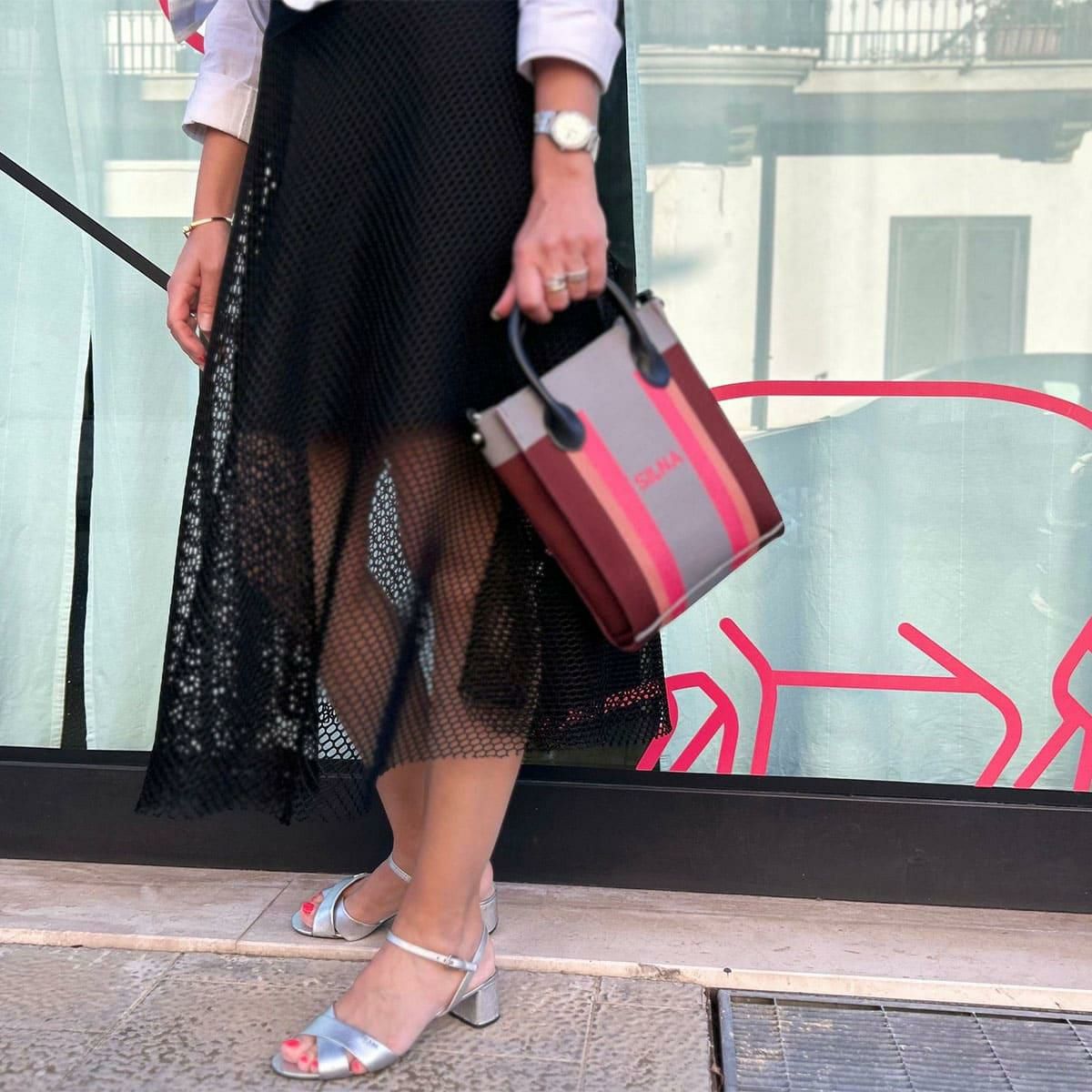 シルナミナコロ バッグ ニット2wayカラーブロックトミニトート SILNA minacolo sb4115