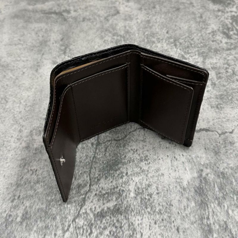 クアトロガッティ クロコダイル ミニ財布(三つ折り財布) ブラック 国産(日本製) Quattro Gatti 8207