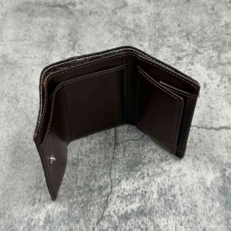 クアトロガッティ 財布 クロコダイル ミニ財布(三つ折り財布) グレー 国産(日本製) Quattro Gatti 8207