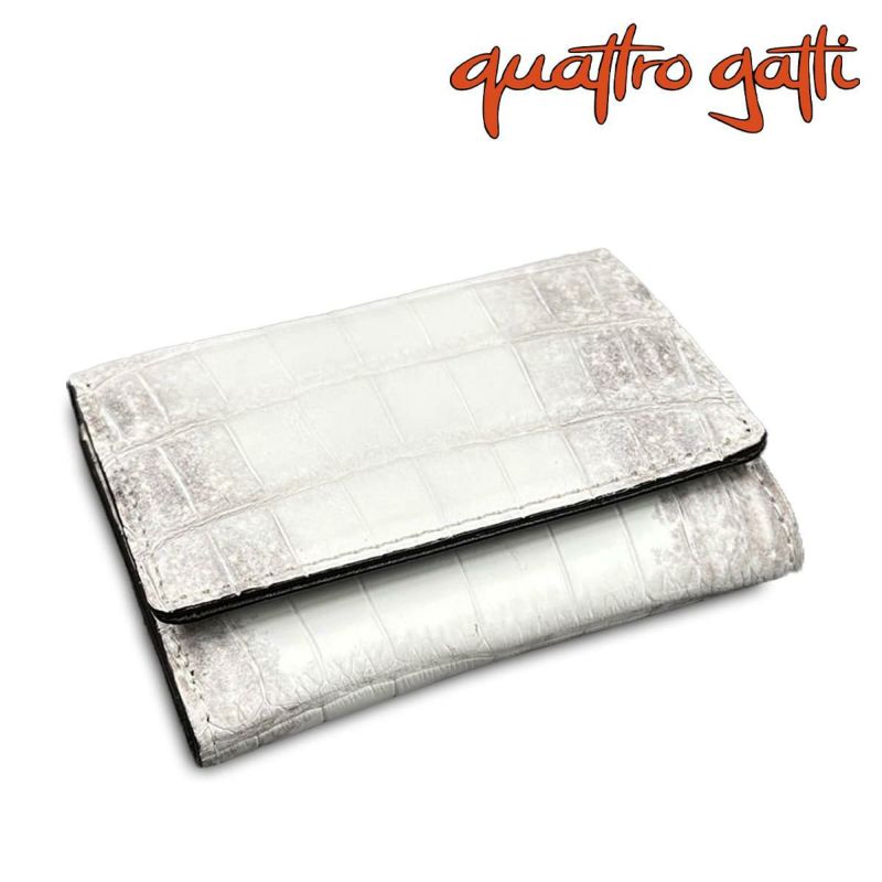  クアトロガッティ 財布 クロコダイル ミニ財布(三つ折り財布) ナチュラル 国産(日本製) Quattro Gatti 8207