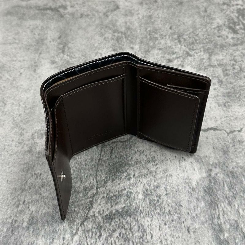 クアトロガッティ 財布 クロコダイル ミニ財布(三つ折り財布) ネイビー 国産(日本製) Quattro Gatti 8207