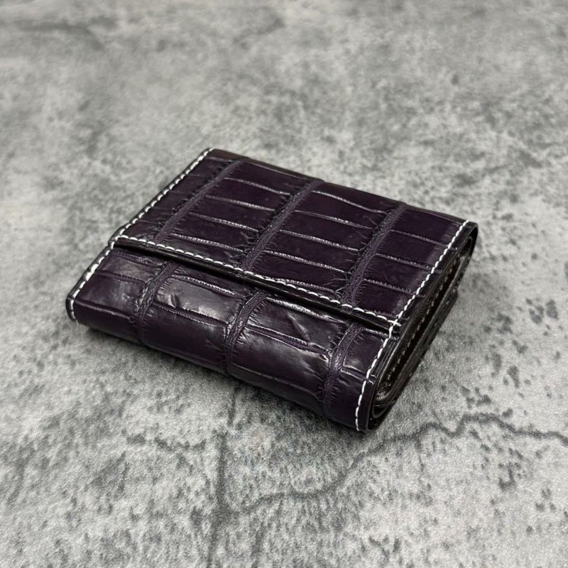 クアトロガッティ 財布 クロコダイル ミニ財布(三つ折り財布) パープル 国産(日本製) Quattro Gatti 8207