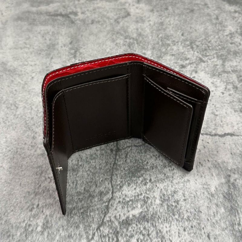 クアトロガッティ 財布 クロコダイル ミニ財布(三つ折り財布) レッド 国産(日本製) Quattro Gatti 8207