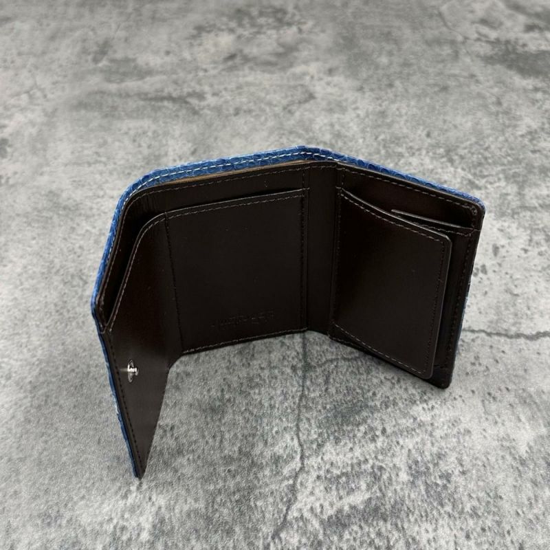 クアトロガッティ 財布 パイソン ミニ財布(三つ折り財布) ブルー 国産(日本製) Quattro Gatti 8208