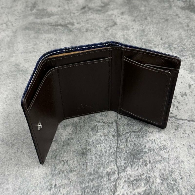 クアトロガッティ 財布 パイソン ミニ財布(三つ折り財布) 藍染め 国産(日本製) Quattro Gatti 8208sp
