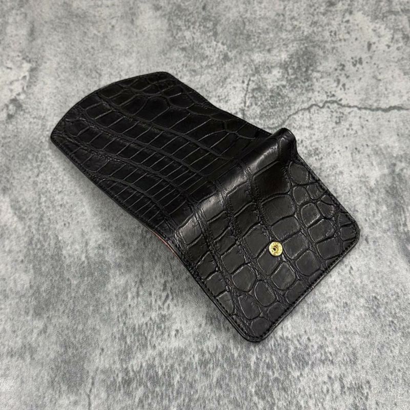 クアトロガッティ 財布 クロコダイル ミニ財布(三つ折り財布) ブラック 国産(日本製) Quattro Gatti 8213