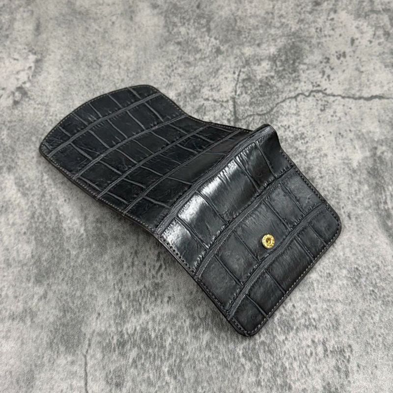 クアトロガッティ 財布 クロコダイル ミニ財布(三つ折り財布) ダークグレー 国産(日本製) Quattro Gatti 8213