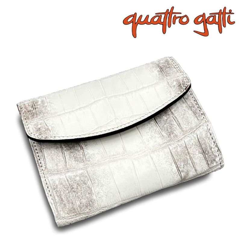クアトロガッティ 財布 クロコダイル ミニ財布(三つ折り財布) ナチュラル 国産(日本製) Quattro Gatti 8213