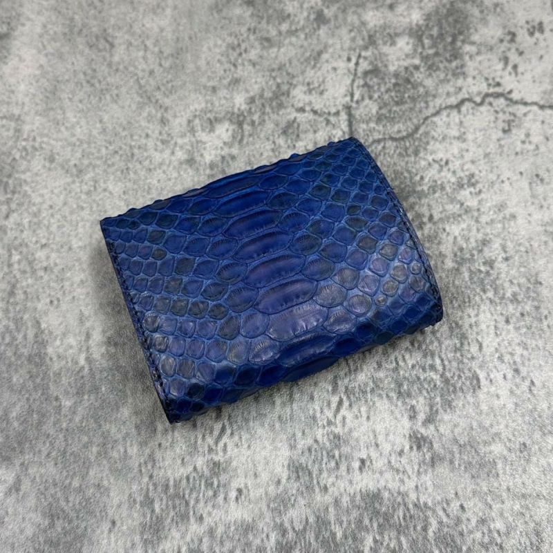 クアトロガッティ 財布 パイソンミニ財布(三つ折り財布) 藍染め 国産(日本製) Quattro Gatti 8214
