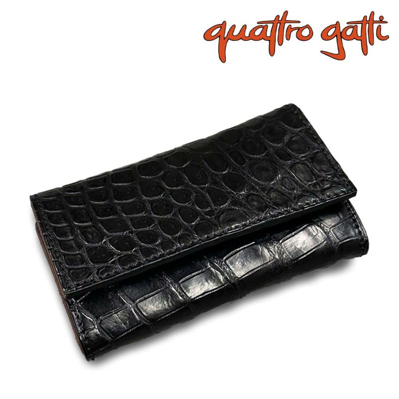 クアトロガッティ 財布 クロコダイル キーケース(4連キーウォレット) ブラック 国産(日本製) Quattro Gatti 8215