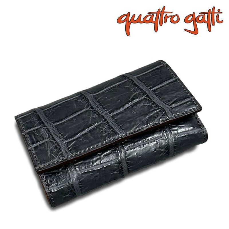 クアトロガッティ 財布 クロコダイル キーケース(4連キーウォレット) ダークグレー 国産(日本製) Quattro Gatti 8215