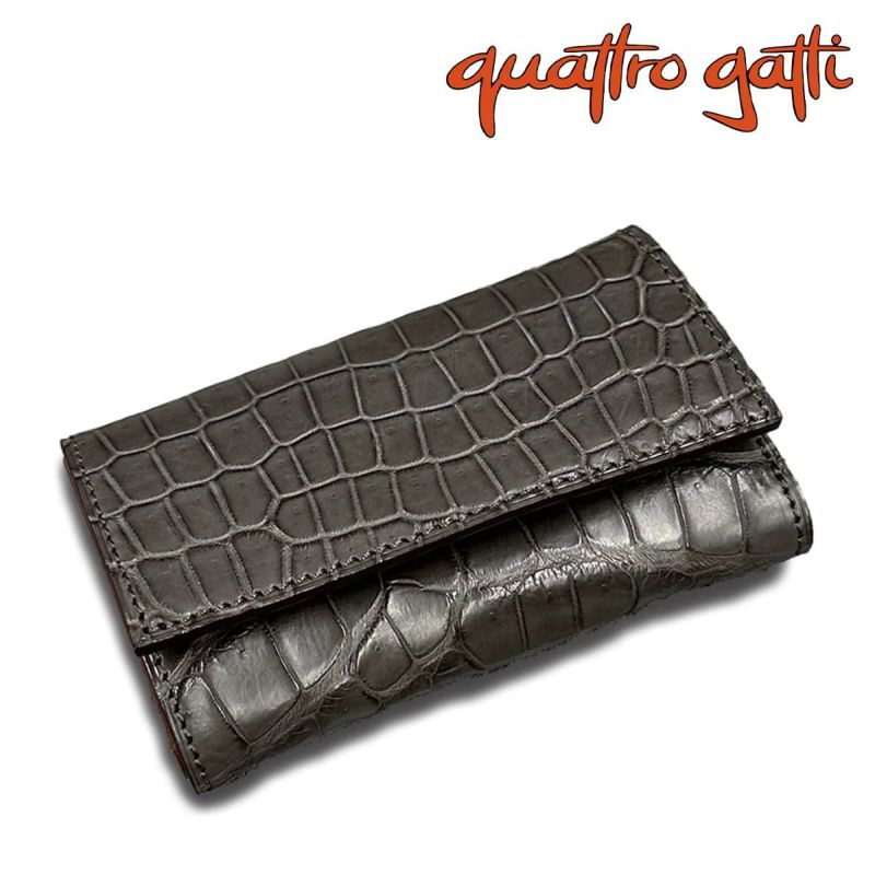 クアトロガッティ 財布 クロコダイル キーケース(4連キーウォレット) グレー 国産(日本製) Quattro Gatti 8215