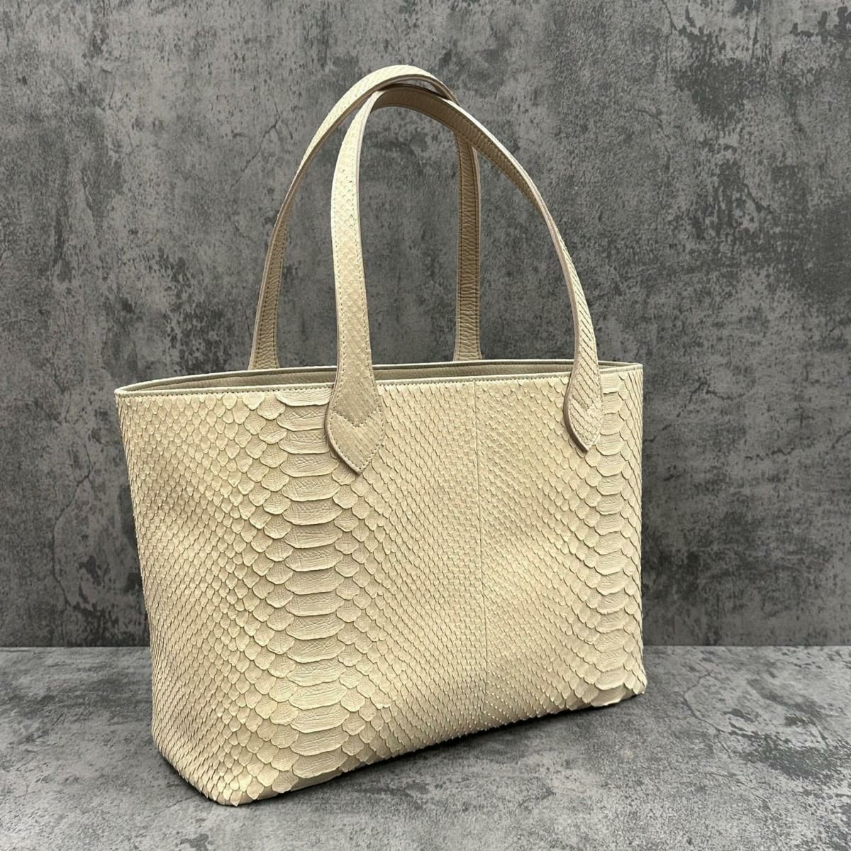 レザック パイソン トートバッグ クリーム 国産(日本製) LE'SAC garbac