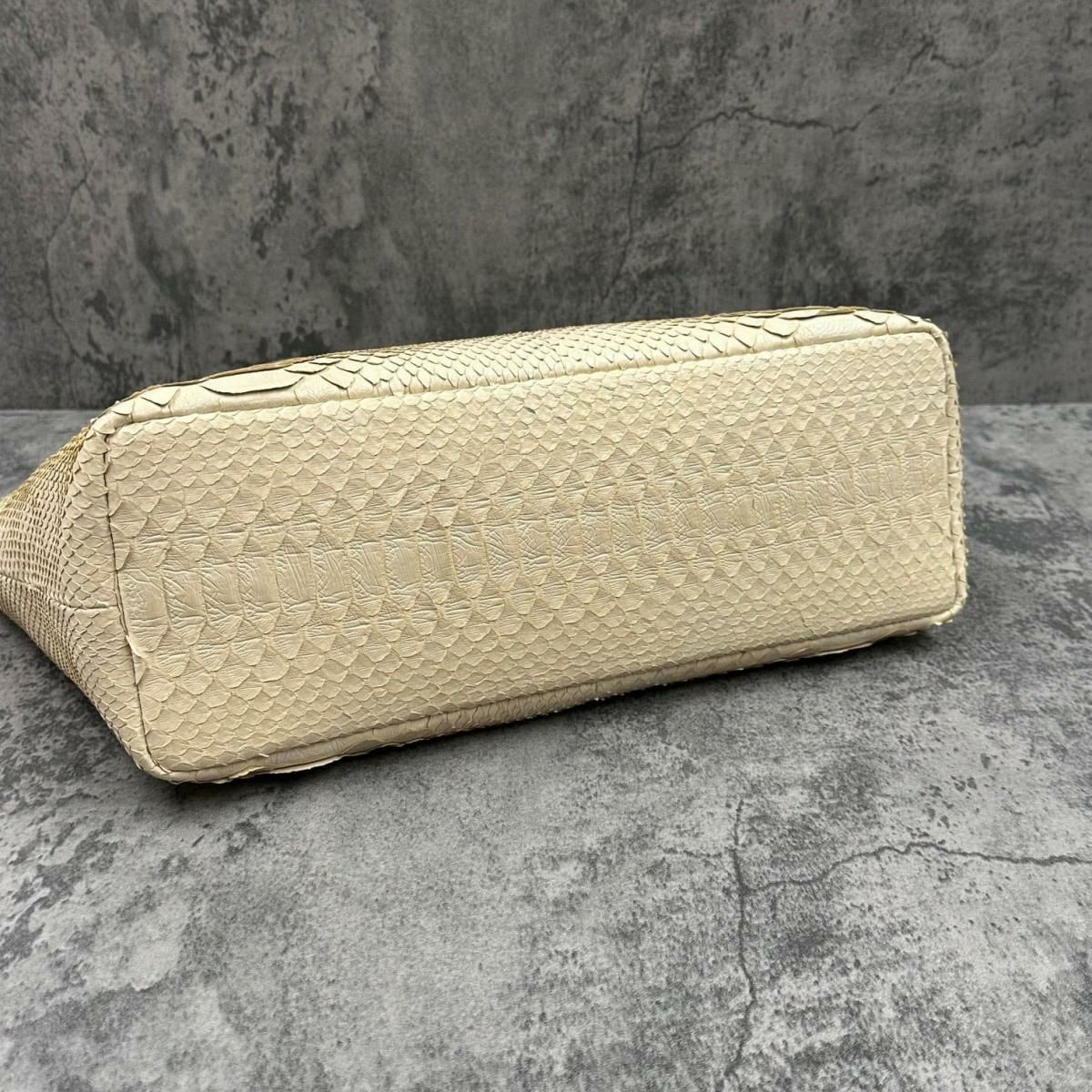 レザック パイソン トートバッグ クリーム 国産(日本製) LE'SAC garbac