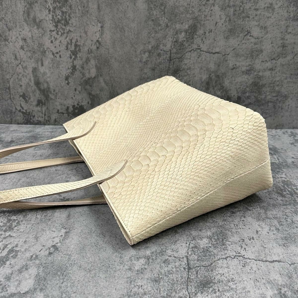 レザック パイソン トートバッグ クリーム 国産(日本製) LE'SAC garbac