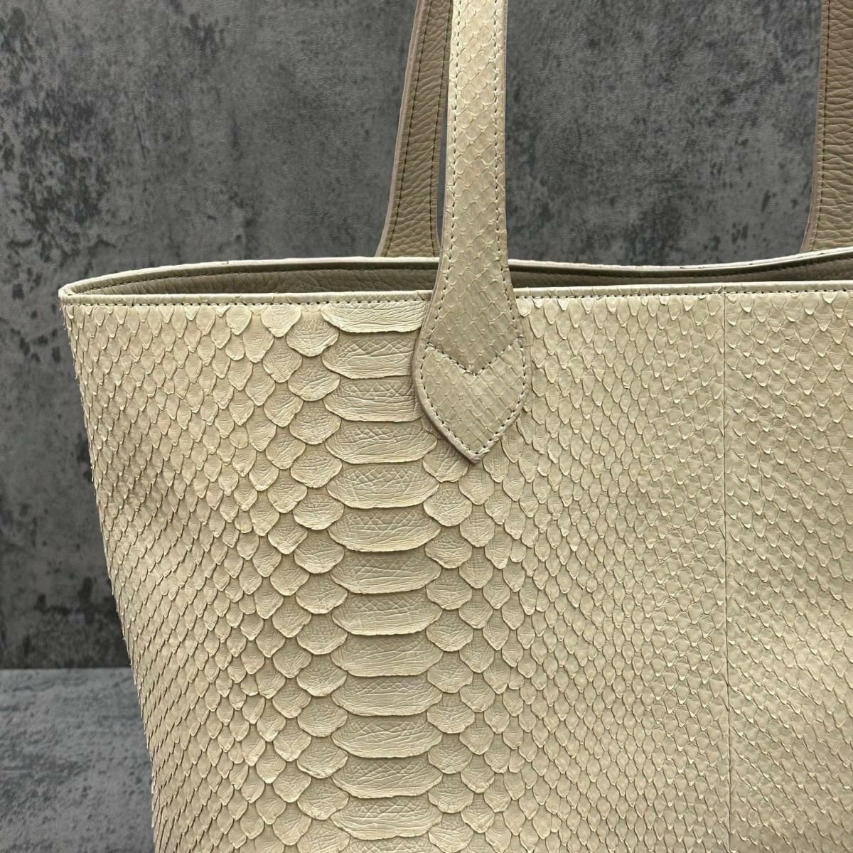 レザック パイソン トートバッグ クリーム 国産(日本製) LE'SAC garbac