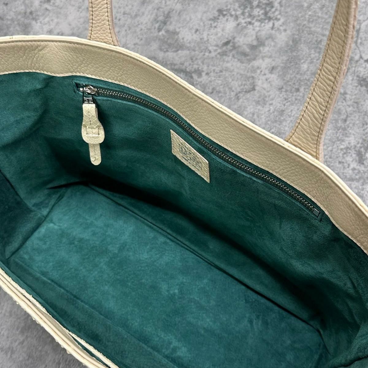 レザック パイソン トートバッグ クリーム 国産(日本製) LE'SAC garbac