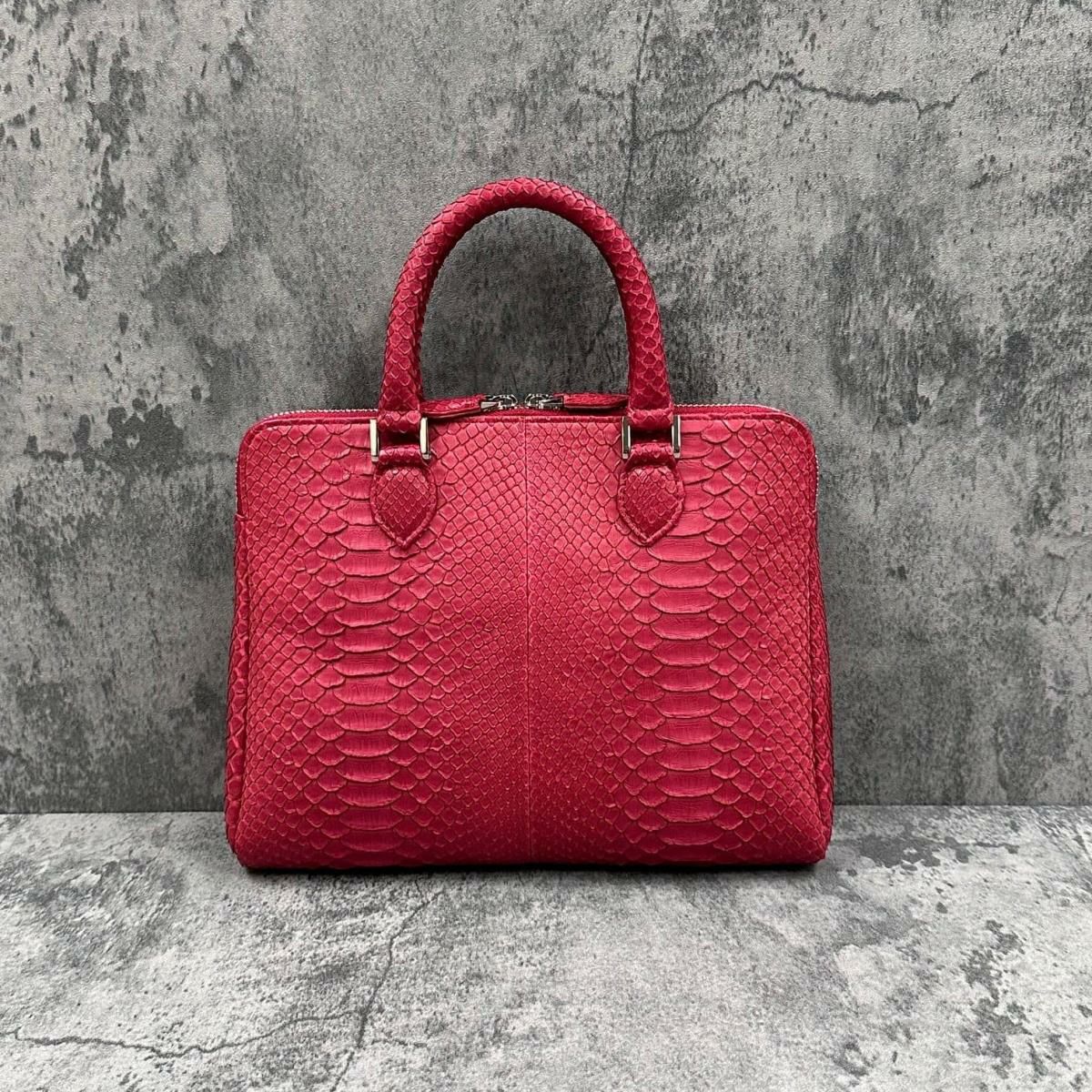 レザック パイソン ミニブリーフバッグ レッド 国産(日本製) LE'SAC genovap