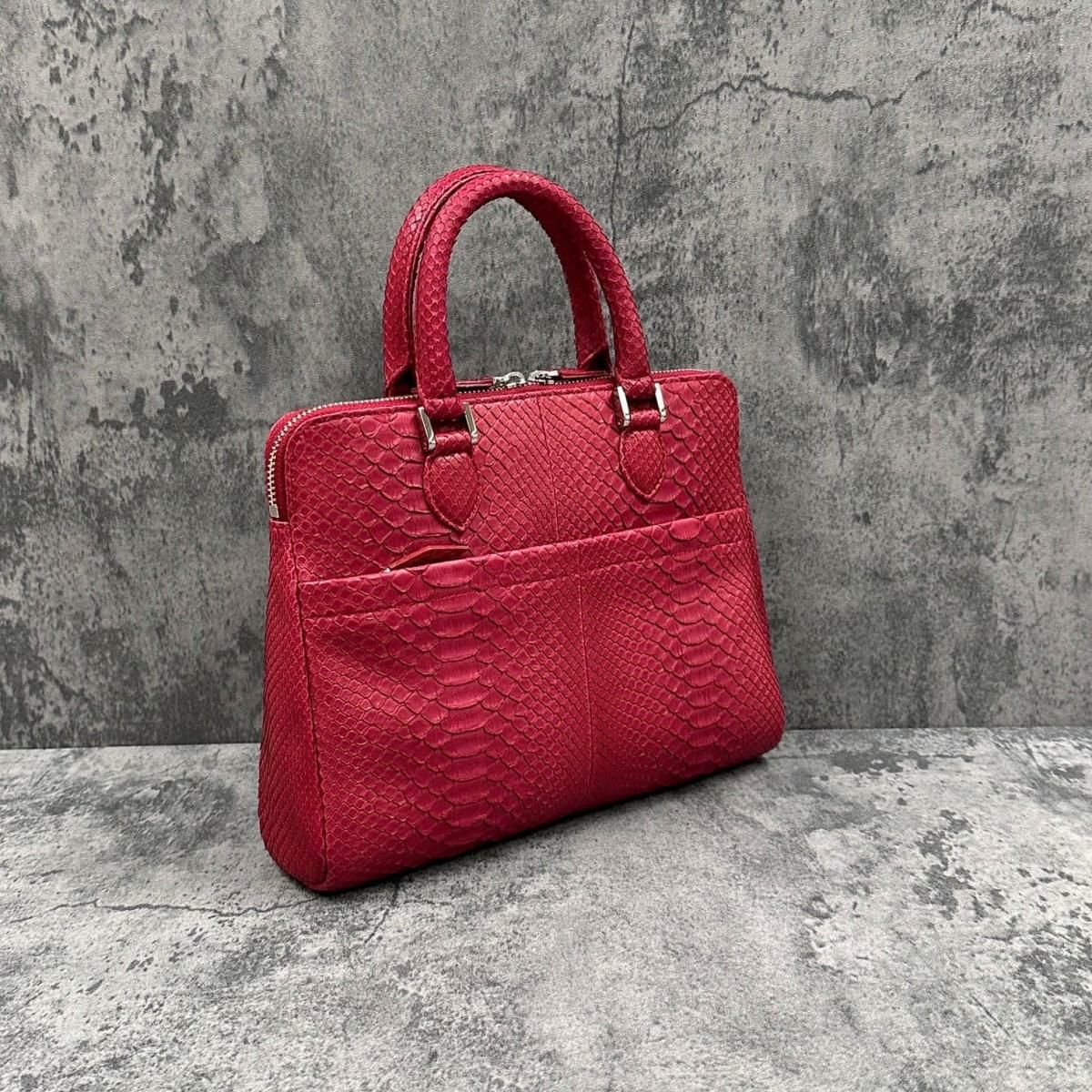 レザック パイソン ミニブリーフバッグ レッド 国産(日本製) LE'SAC genovap