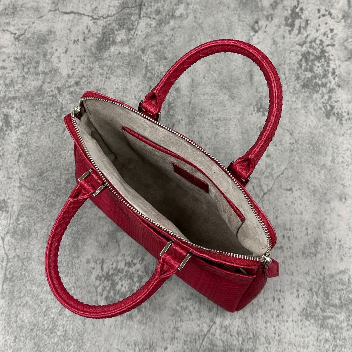 レザック パイソン ミニブリーフバッグ レッド 国産(日本製) LE'SAC genovap