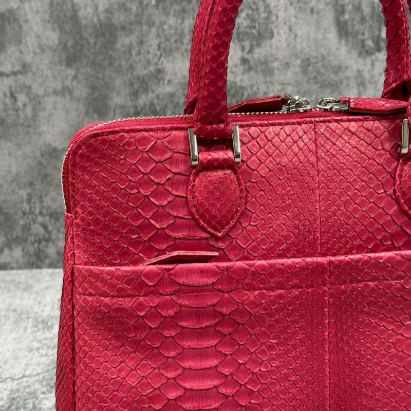 レザック パイソン ミニブリーフバッグ レッド 国産(日本製) LE'SAC genovap