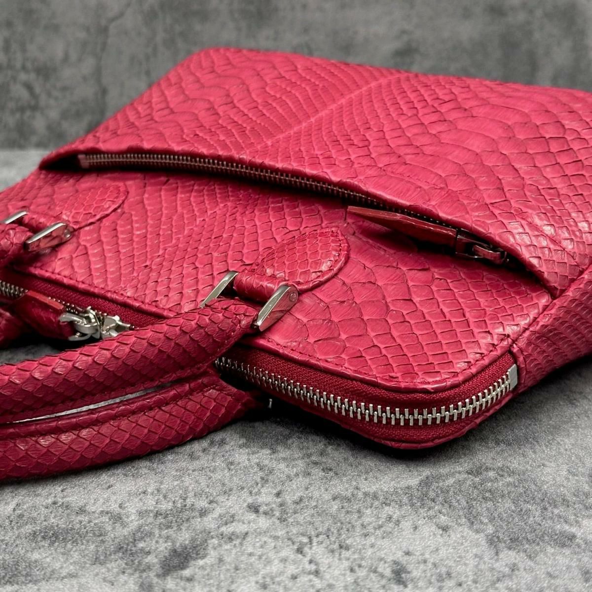 レザック パイソン ミニブリーフバッグ レッド 国産(日本製) LE'SAC genovap