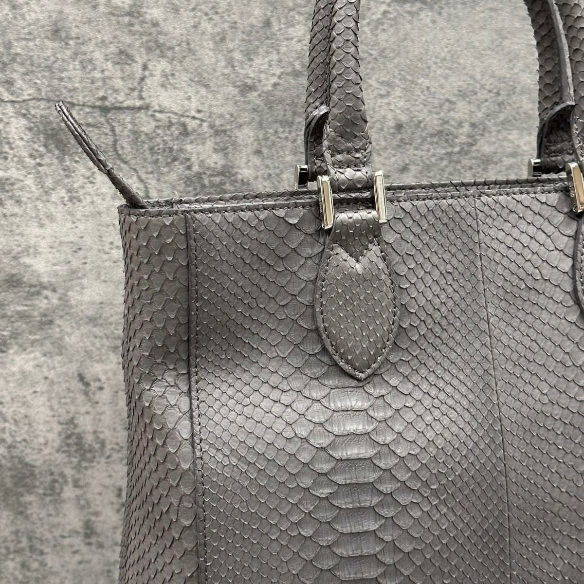レザック パイソン トートバッグ グラファイト 国産(日本製) LE'SAC libia