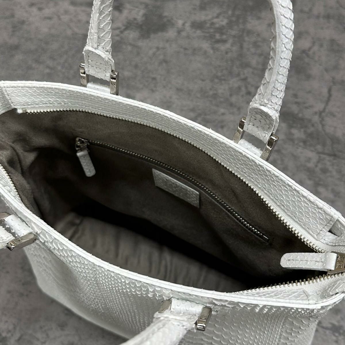 レザック パイソン トートバッグ ホワイト 国産(日本製) LE'SAC libia