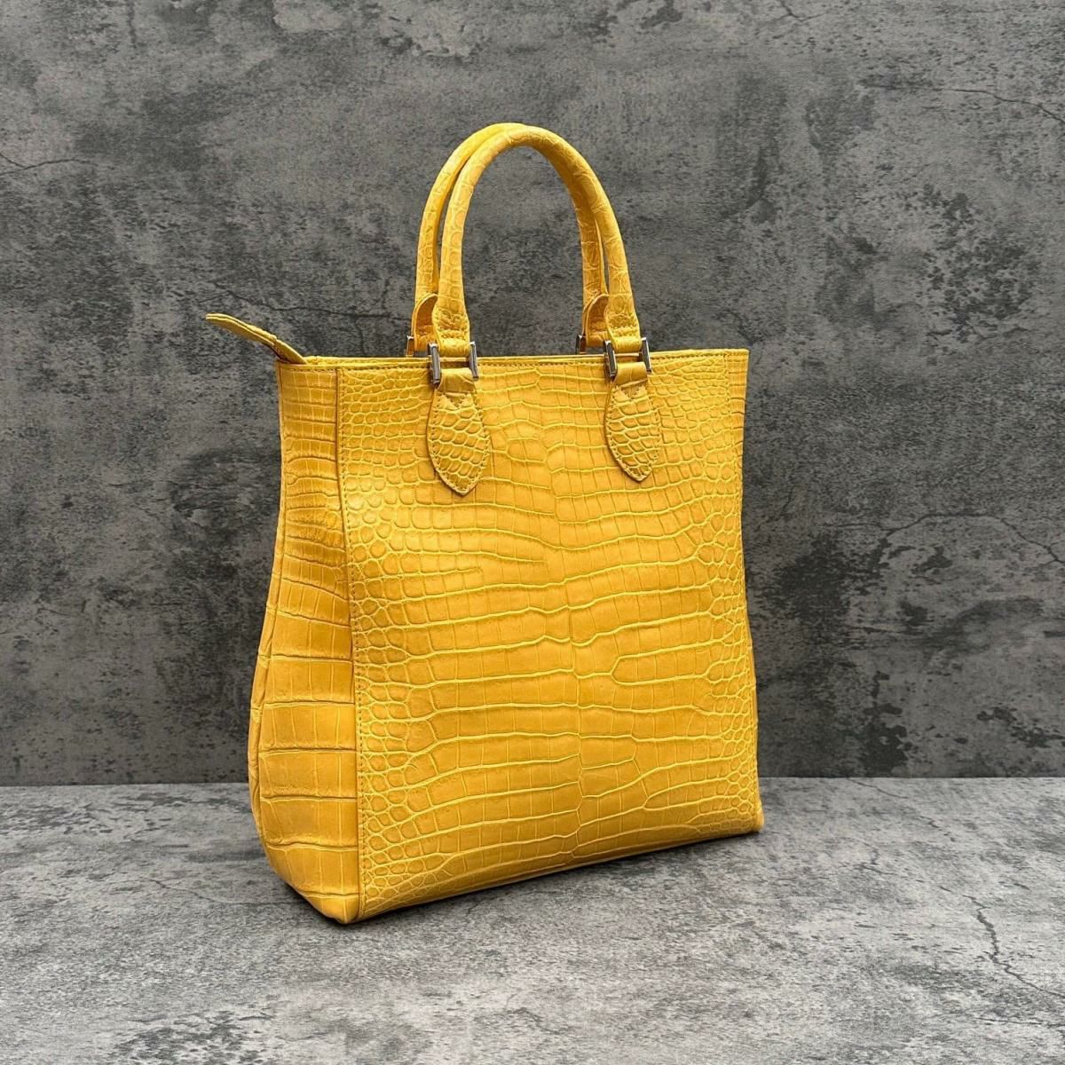 レザック クロコダイル トートバッグ マスタード 国産(日本製) LE'SAC libiacroco