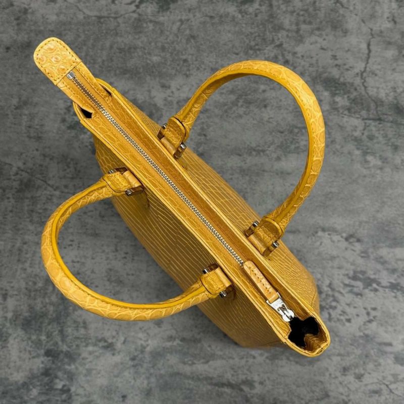 レザック クロコダイル トートバッグ マスタード 国産(日本製) LE'SAC libiacroco