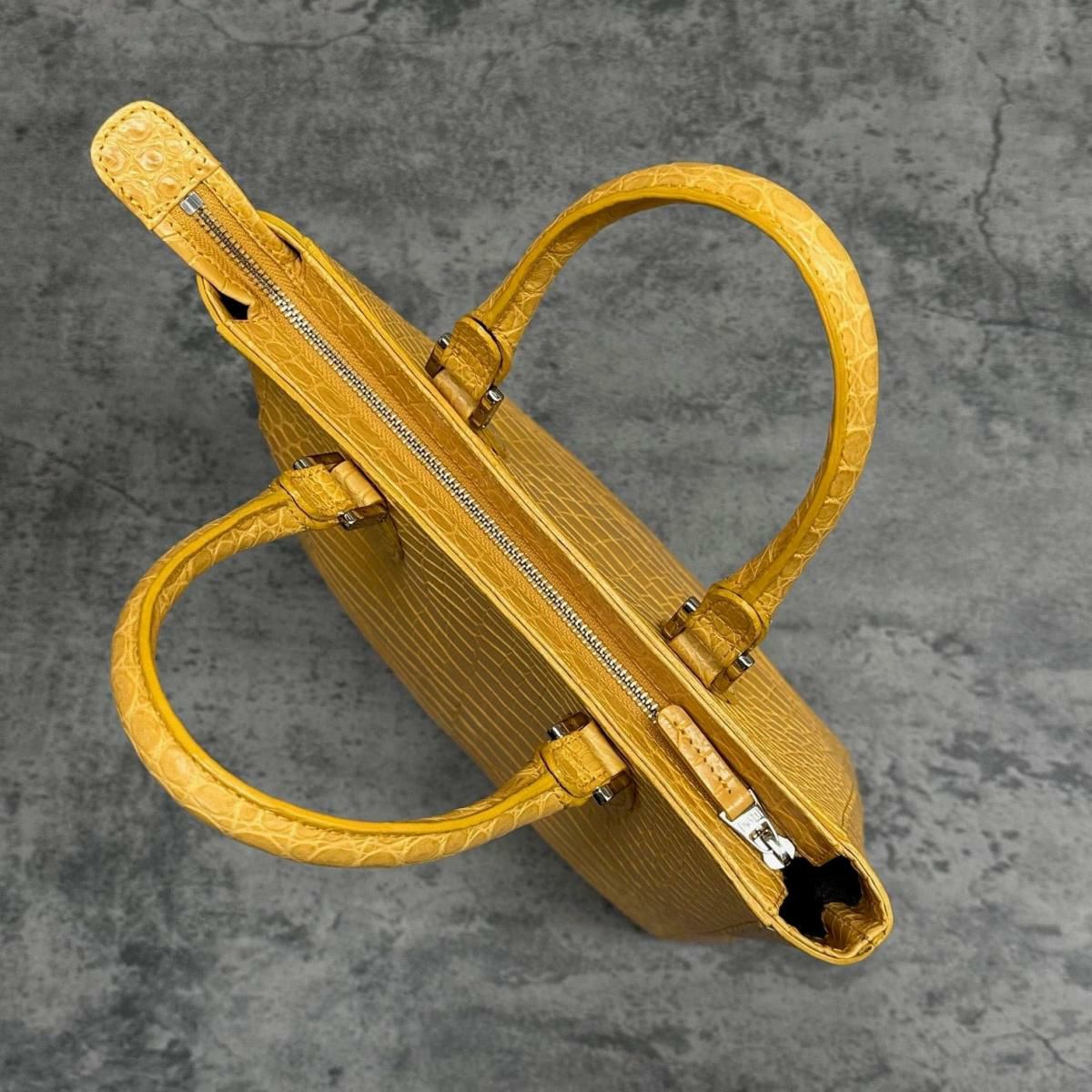 レザック クロコダイル トートバッグ マスタード 国産(日本製) LE'SAC libiacroco