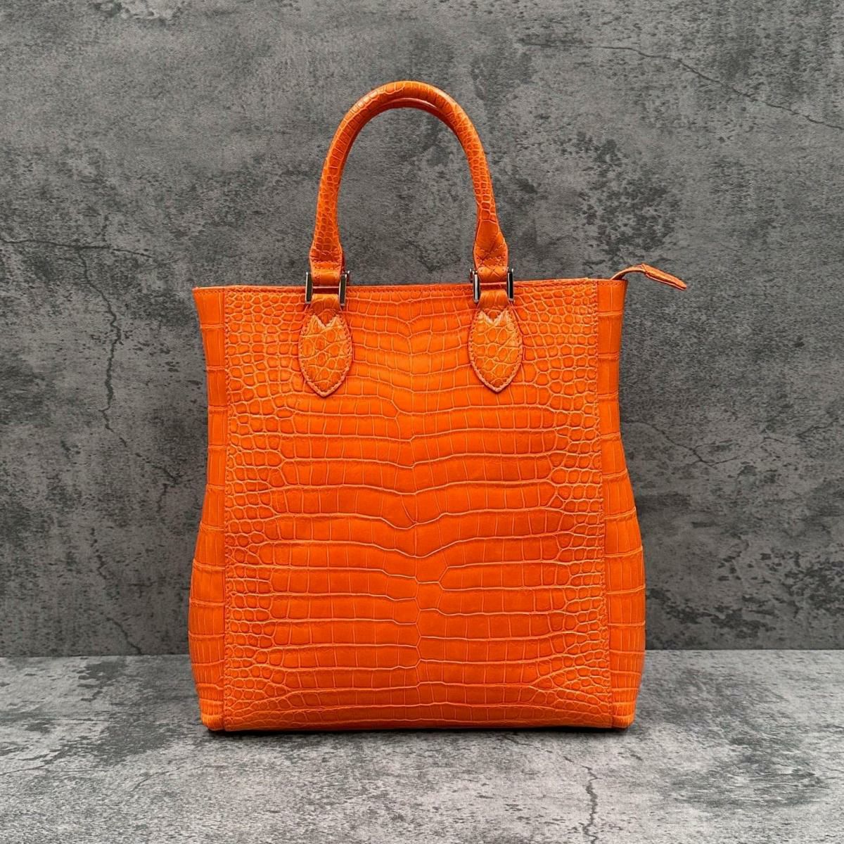 レザック クロコダイル トートバッグ オレンジ 国産(日本製) LE'SAC libiacroco
