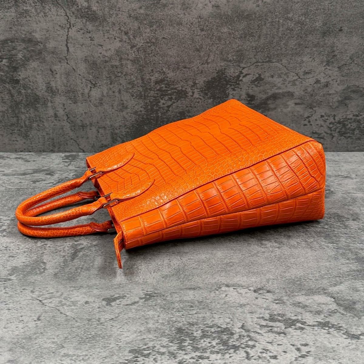 レザック クロコダイル トートバッグ オレンジ 国産(日本製) LE'SAC libiacroco