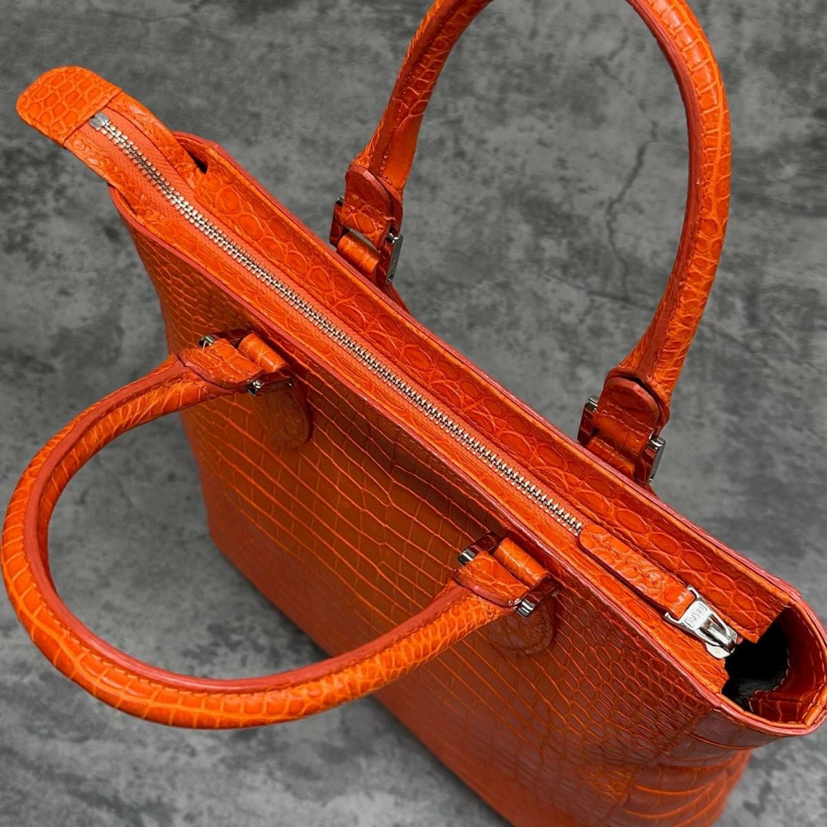 レザック クロコダイル トートバッグ オレンジ 国産(日本製) LE'SAC libiacroco