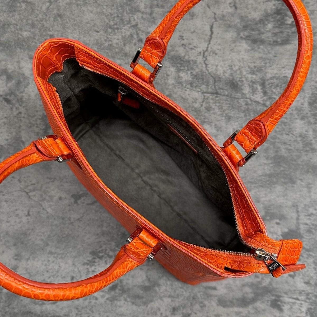 レザック クロコダイル トートバッグ オレンジ 国産(日本製) LE'SAC libiacroco