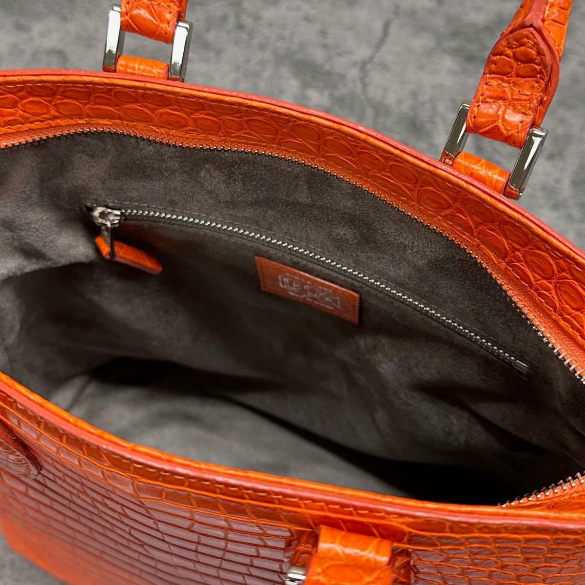 レザック クロコダイル トートバッグ オレンジ 国産(日本製) LE'SAC libiacroco