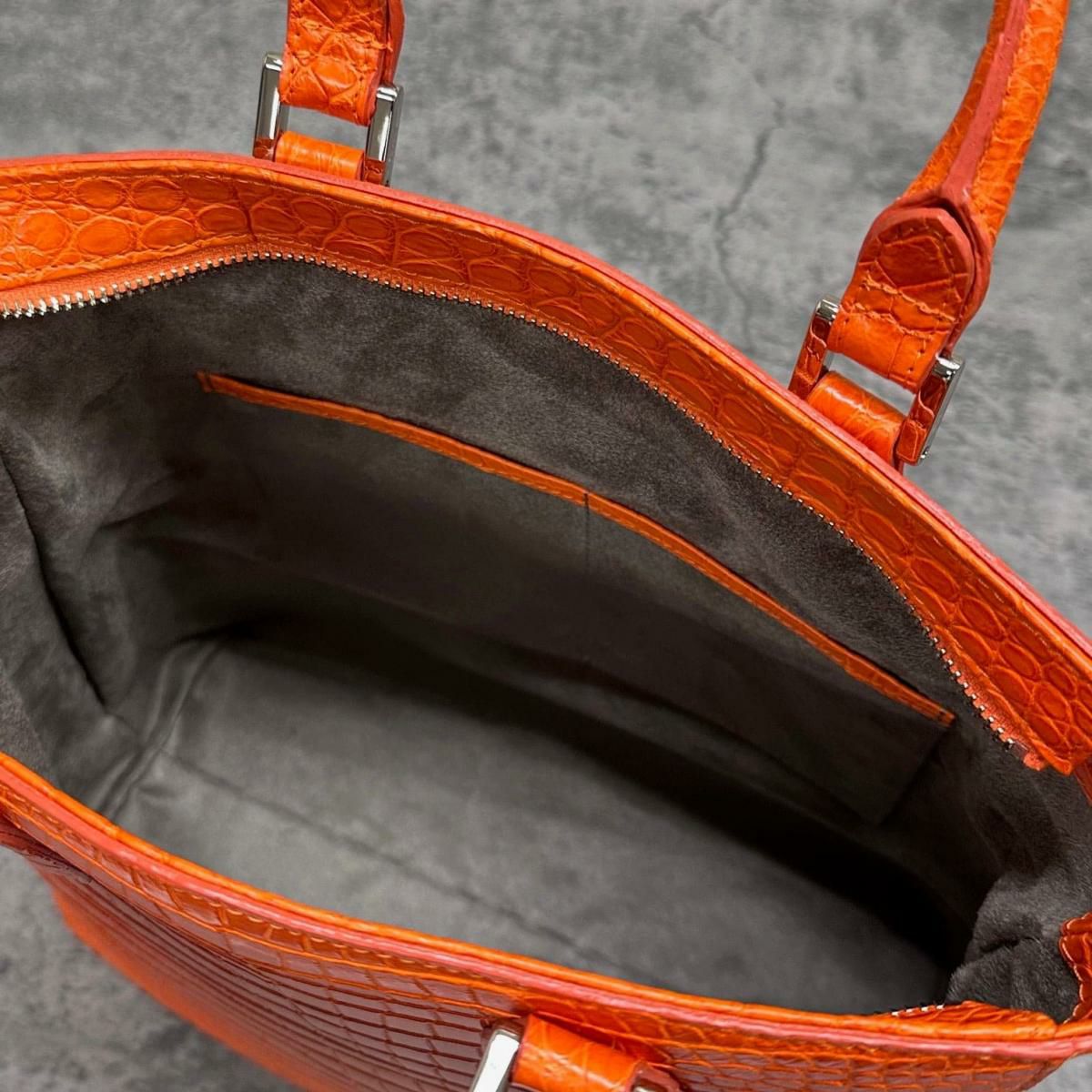 レザック クロコダイル トートバッグ オレンジ 国産(日本製) LE'SAC libiacroco