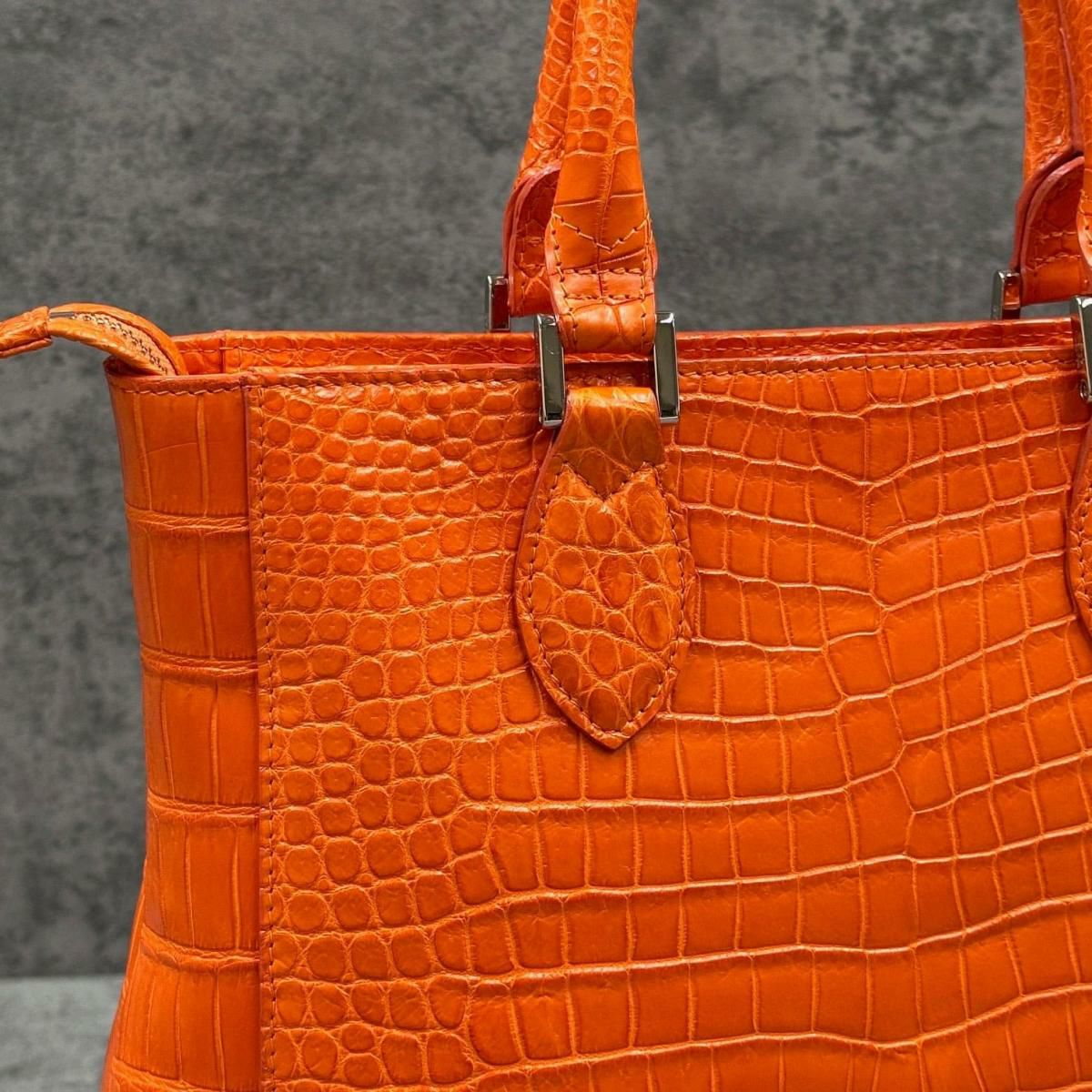 レザック クロコダイル トートバッグ オレンジ 国産(日本製) LE'SAC libiacroco