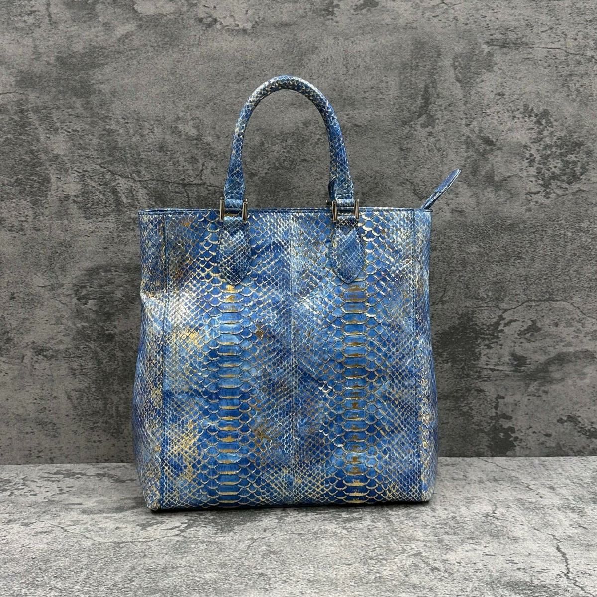  レザック パイソンル トートバッグ ゴールド/ブルー 国産(日本製) LE'SAC libia-spc
