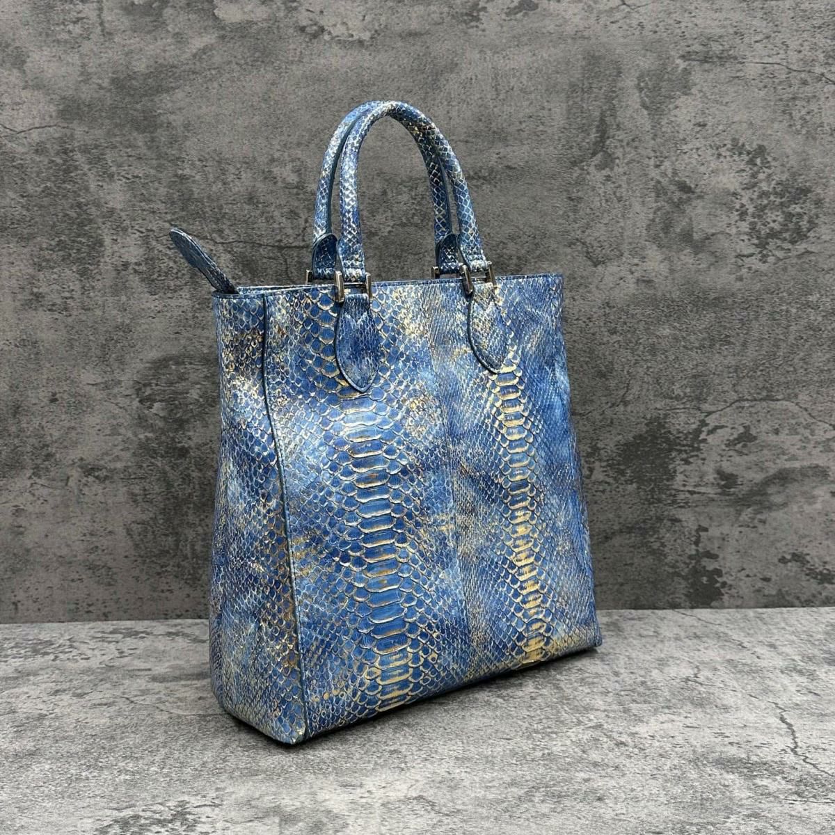 レザック パイソンル トートバッグ ゴールド/ブルー 国産(日本製) LE'SAC libia-spc