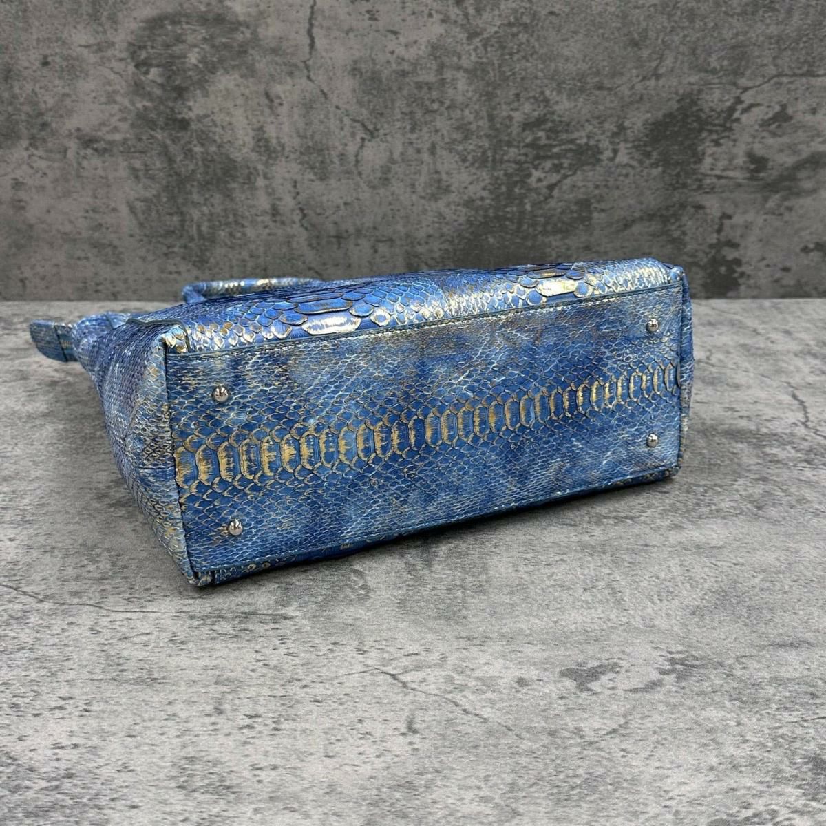  レザック パイソンル トートバッグ ゴールド/ブルー 国産(日本製) LE'SAC libia-spc